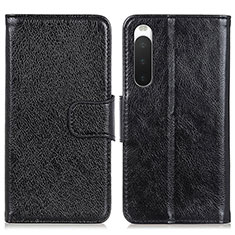 Funda de Cuero Cartera con Soporte Carcasa N05P para Sony Xperia 10 IV Negro