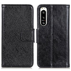 Funda de Cuero Cartera con Soporte Carcasa N05P para Sony Xperia 5 IV Negro