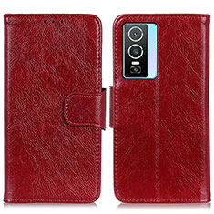 Funda de Cuero Cartera con Soporte Carcasa N05P para Vivo Y74s 5G Rojo