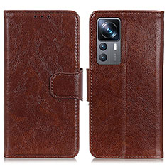 Funda de Cuero Cartera con Soporte Carcasa N05P para Xiaomi Mi 12T 5G Marron