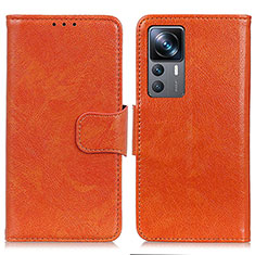 Funda de Cuero Cartera con Soporte Carcasa N05P para Xiaomi Mi 12T 5G Naranja