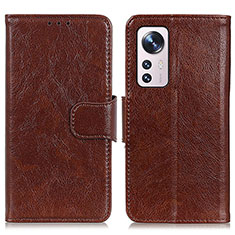 Funda de Cuero Cartera con Soporte Carcasa N05P para Xiaomi Mi 12X 5G Marron