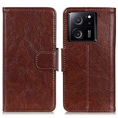 Funda de Cuero Cartera con Soporte Carcasa N05P para Xiaomi Mi 13T 5G Marron