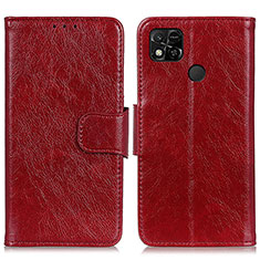 Funda de Cuero Cartera con Soporte Carcasa N05P para Xiaomi POCO C3 Rojo