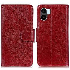 Funda de Cuero Cartera con Soporte Carcasa N05P para Xiaomi Poco C51 Rojo