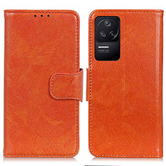 Funda de Cuero Cartera con Soporte Carcasa N05P para Xiaomi Poco F4 5G Naranja