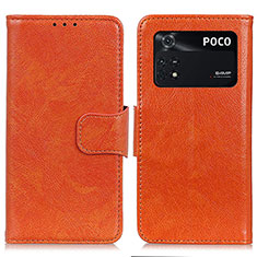 Funda de Cuero Cartera con Soporte Carcasa N05P para Xiaomi Poco M4 Pro 4G Naranja