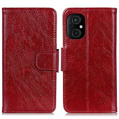 Funda de Cuero Cartera con Soporte Carcasa N05P para Xiaomi Poco M5 4G Rojo