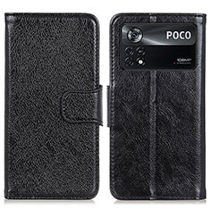 Funda de Cuero Cartera con Soporte Carcasa N05P para Xiaomi Poco X4 Pro 5G Negro