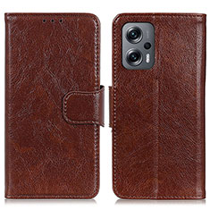 Funda de Cuero Cartera con Soporte Carcasa N05P para Xiaomi Redmi K50i 5G Marron