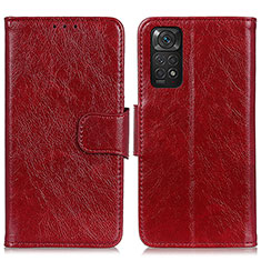 Funda de Cuero Cartera con Soporte Carcasa N05P para Xiaomi Redmi Note 11 4G (2022) Rojo