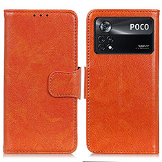 Funda de Cuero Cartera con Soporte Carcasa N05P para Xiaomi Redmi Note 11E Pro 5G Naranja