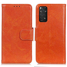 Funda de Cuero Cartera con Soporte Carcasa N05P para Xiaomi Redmi Note 11S 4G Naranja