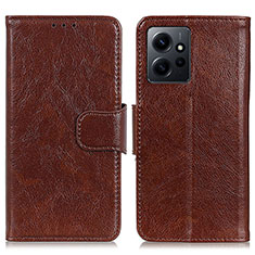 Funda de Cuero Cartera con Soporte Carcasa N05P para Xiaomi Redmi Note 12 4G Marron