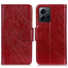 Funda de Cuero Cartera con Soporte Carcasa N05P para Xiaomi Redmi Note 12 4G Rojo