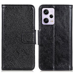 Funda de Cuero Cartera con Soporte Carcasa N05P para Xiaomi Redmi Note 12 Pro+ Plus 5G Negro