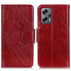 Funda de Cuero Cartera con Soporte Carcasa N05P para Xiaomi Redmi Note 12T Pro 5G Rojo