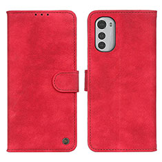 Funda de Cuero Cartera con Soporte Carcasa N06P para Motorola Moto E32 Rojo