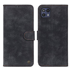 Funda de Cuero Cartera con Soporte Carcasa N06P para Motorola Moto G50 5G Negro