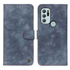 Funda de Cuero Cartera con Soporte Carcasa N06P para Motorola Moto G60s Azul