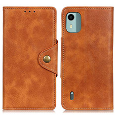 Funda de Cuero Cartera con Soporte Carcasa N06P para Nokia C12 Marron