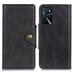 Funda de Cuero Cartera con Soporte Carcasa N06P para Oppo A16 Negro