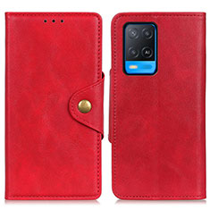 Funda de Cuero Cartera con Soporte Carcasa N06P para Oppo A54 4G Rojo