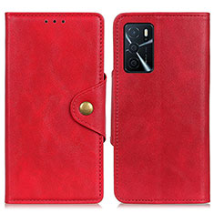 Funda de Cuero Cartera con Soporte Carcasa N06P para Oppo A54s Rojo