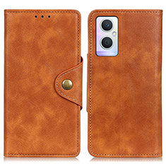 Funda de Cuero Cartera con Soporte Carcasa N06P para Oppo A96 5G Marron