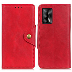 Funda de Cuero Cartera con Soporte Carcasa N06P para Oppo F19 Rojo