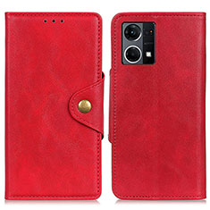 Funda de Cuero Cartera con Soporte Carcasa N06P para Oppo F21 Pro 4G Rojo