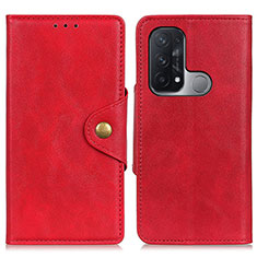 Funda de Cuero Cartera con Soporte Carcasa N06P para Oppo Reno5 A Rojo