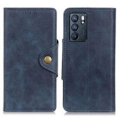 Funda de Cuero Cartera con Soporte Carcasa N06P para Oppo Reno6 5G Azul