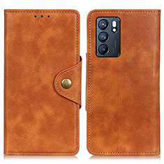 Funda de Cuero Cartera con Soporte Carcasa N06P para Oppo Reno6 5G Marron