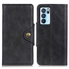 Funda de Cuero Cartera con Soporte Carcasa N06P para Oppo Reno6 Pro 5G India Negro