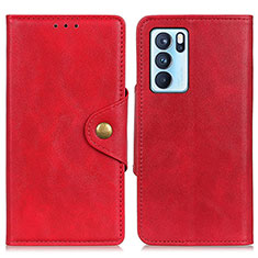 Funda de Cuero Cartera con Soporte Carcasa N06P para Oppo Reno6 Pro 5G India Rojo