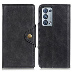 Funda de Cuero Cartera con Soporte Carcasa N06P para Oppo Reno6 Pro+ Plus 5G Negro