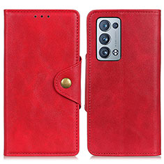 Funda de Cuero Cartera con Soporte Carcasa N06P para Oppo Reno6 Pro+ Plus 5G Rojo