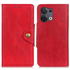 Funda de Cuero Cartera con Soporte Carcasa N06P para Oppo Reno8 5G Rojo