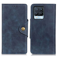 Funda de Cuero Cartera con Soporte Carcasa N06P para Realme 8 4G Azul