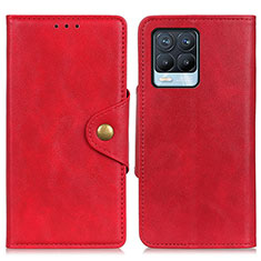 Funda de Cuero Cartera con Soporte Carcasa N06P para Realme 8 4G Rojo