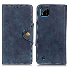 Funda de Cuero Cartera con Soporte Carcasa N06P para Realme C20A Azul