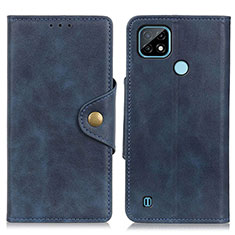 Funda de Cuero Cartera con Soporte Carcasa N06P para Realme C21 Azul