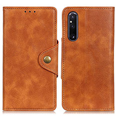 Funda de Cuero Cartera con Soporte Carcasa N06P para Sony Xperia 1 V Marron