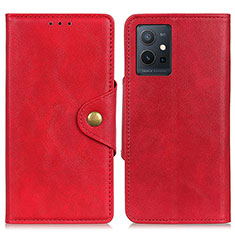 Funda de Cuero Cartera con Soporte Carcasa N06P para Vivo T1 5G India Rojo