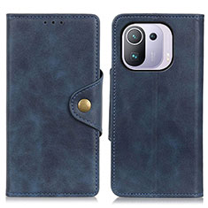 Funda de Cuero Cartera con Soporte Carcasa N06P para Xiaomi Mi 11 Pro 5G Azul