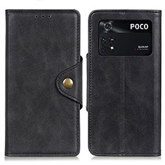 Funda de Cuero Cartera con Soporte Carcasa N06P para Xiaomi Poco M4 Pro 4G Negro