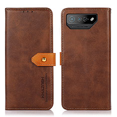 Funda de Cuero Cartera con Soporte Carcasa N07P para Asus ROG Phone 7 Pro Marron