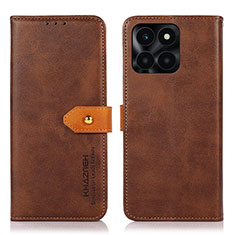 Funda de Cuero Cartera con Soporte Carcasa N07P para Huawei Honor X6a Marron