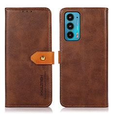 Funda de Cuero Cartera con Soporte Carcasa N07P para Motorola Moto Edge 20 5G Marron